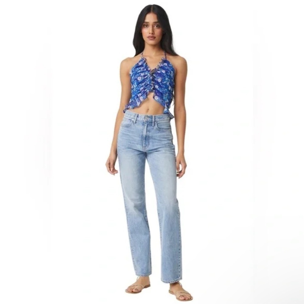 Misa Los Angeles floral halter crop top
